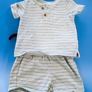 Nordstrom White and Blue Striped Kids Matching Set